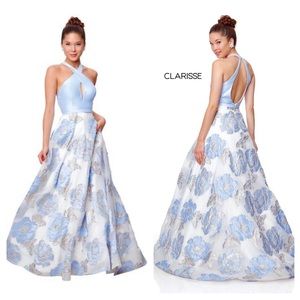 Lilac prom pageant dress floral open back